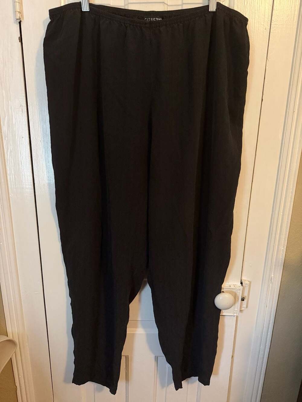 CITRON Santa Monica 100% Silk Black Pull-On Pants 3X